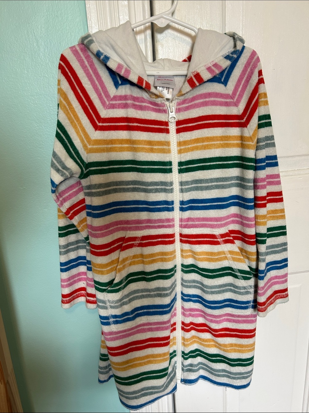 Hanna Andersson Rainbow Striped Terry Pool Zip Cover up